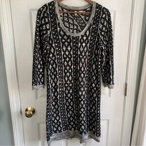 MOTH Anthropologie Textured Tunic Dress Gray Black Knit Womens - Medium
